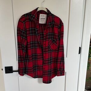 Garage Red and Black Plaid Flannel Shirt